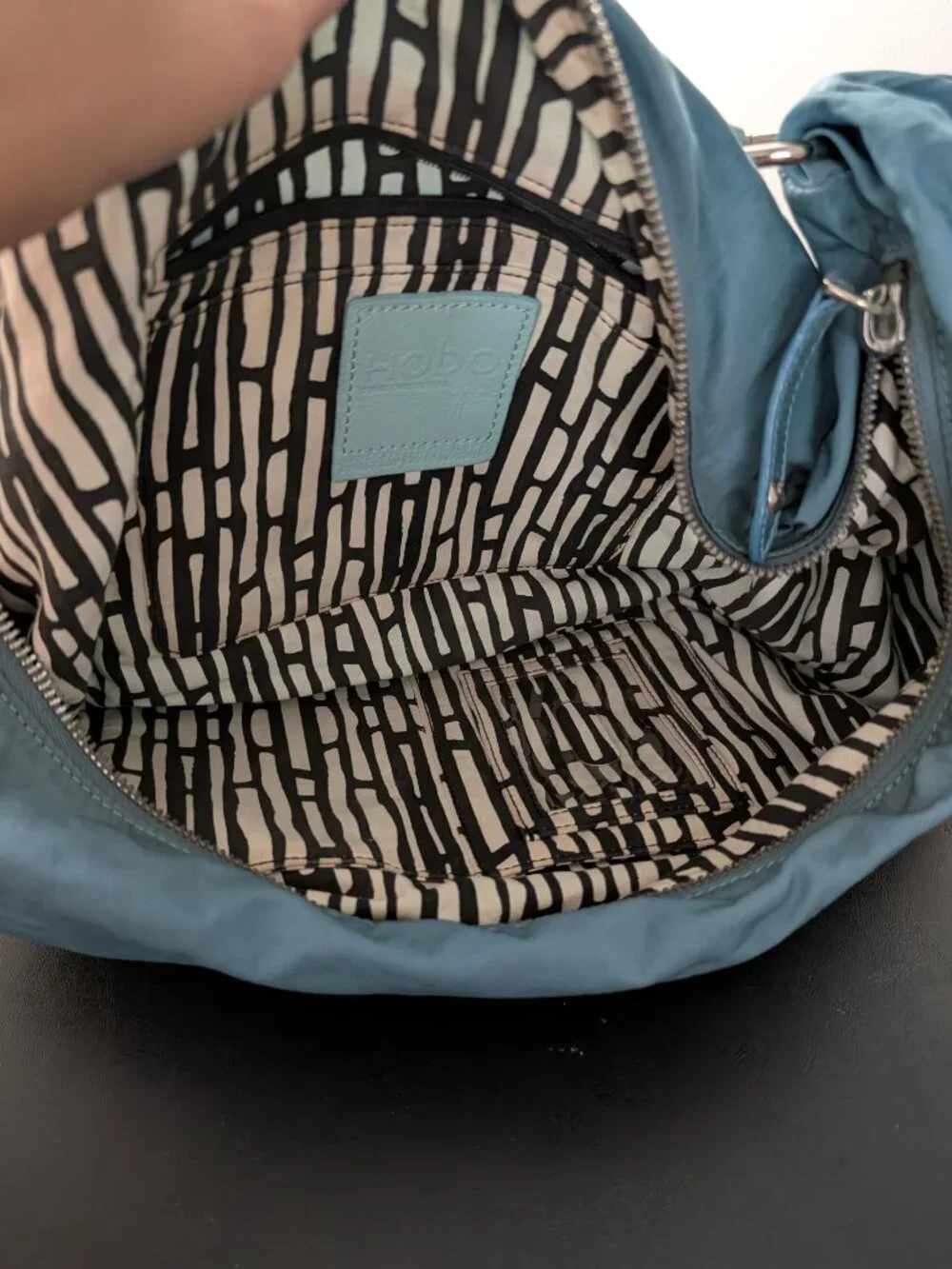HOBO The Original Teal Blue Nylon Hobo Shoulder Bag